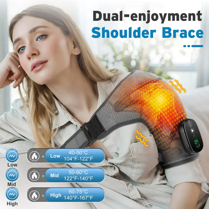 Usb Rechargeable Shoulder Massager, 3-speed Heating Massage Shoulder Pad, Portable Winter Shoulder Massage Equipment for Women & Men, Presents for Mum, Birthday Gifts Ideas, Gift for Mom, Body Care Routine, Hot Compress 5