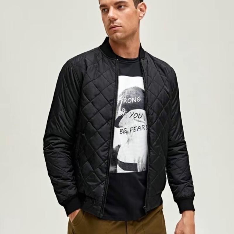   A Áo Bomber ba lớp trần trám kiểu dáng basic lót lông cừu cao cấp chống nước giữ ấm tốt Jacket Menswear Trắng Đen  Kate Có Cổ 