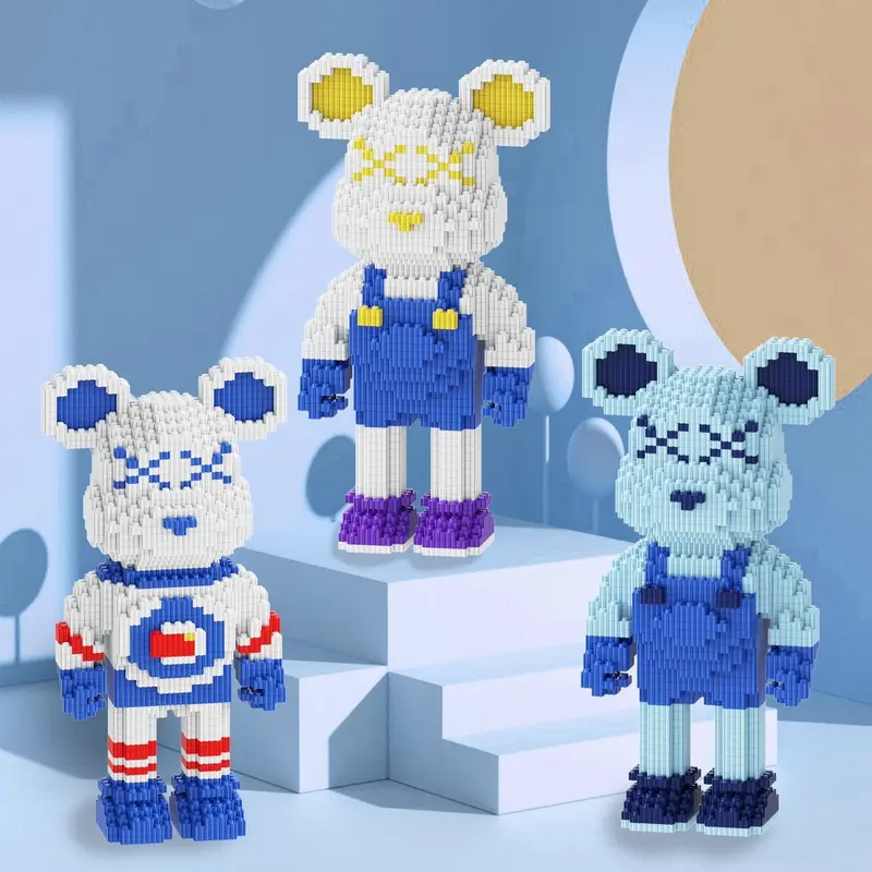 xếp hình Gấu Bearbrick cỡ lớn 30cm Đồ chơi Xếp hình lắp ráp mô hình cỡ lớn bear bricK có tặng búa 2