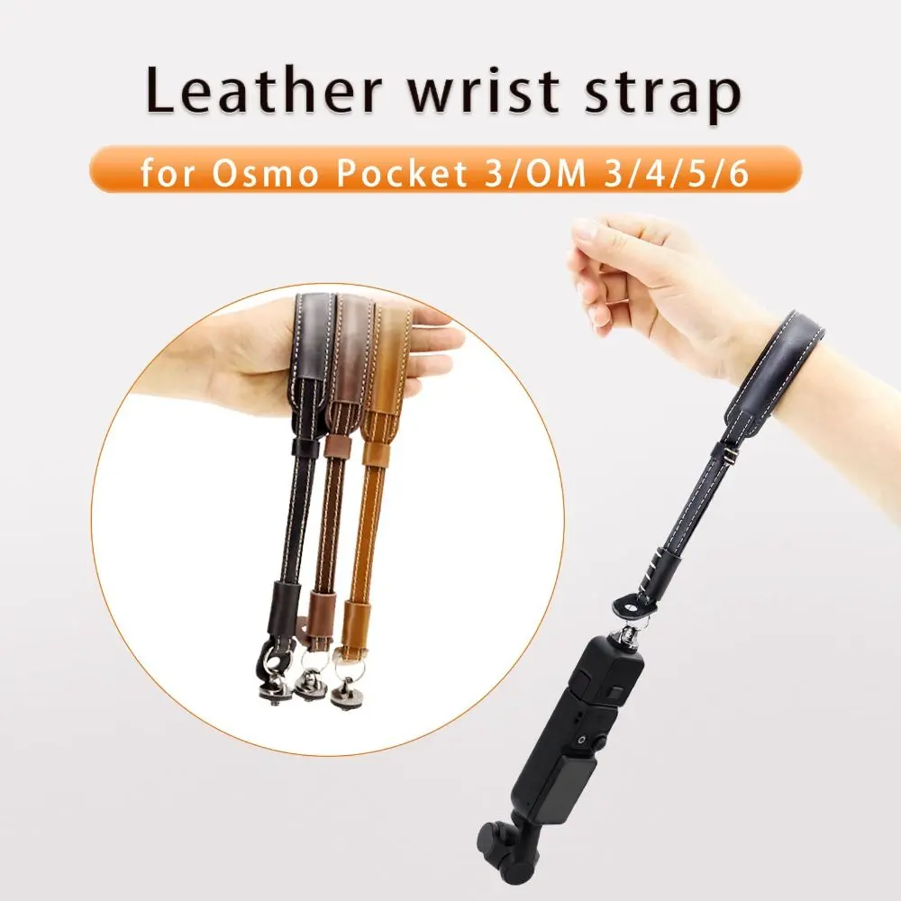 with 1/4 Screw Lanyard Hand Strap New PU Leather Accessories Wristband Action Camera Safety Handheld Gimbal Stabilizer for DJI Osmo Pocket 3 2 Osmo Mobile 3/4/5/6/SE