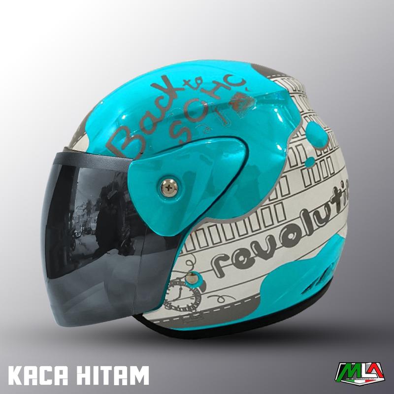 Helm Dewasa Half Face evolution Motif Note Murah PREMIUM Kaca 1
