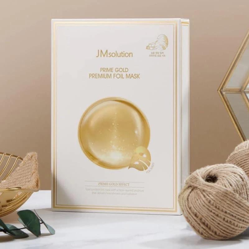 Mặt nạ JMsolution tinh chất vàng 24K, mặt nạ săn chắc da JMsolution Prime Gold Premium Foil Masák- Hộp 10 miếng