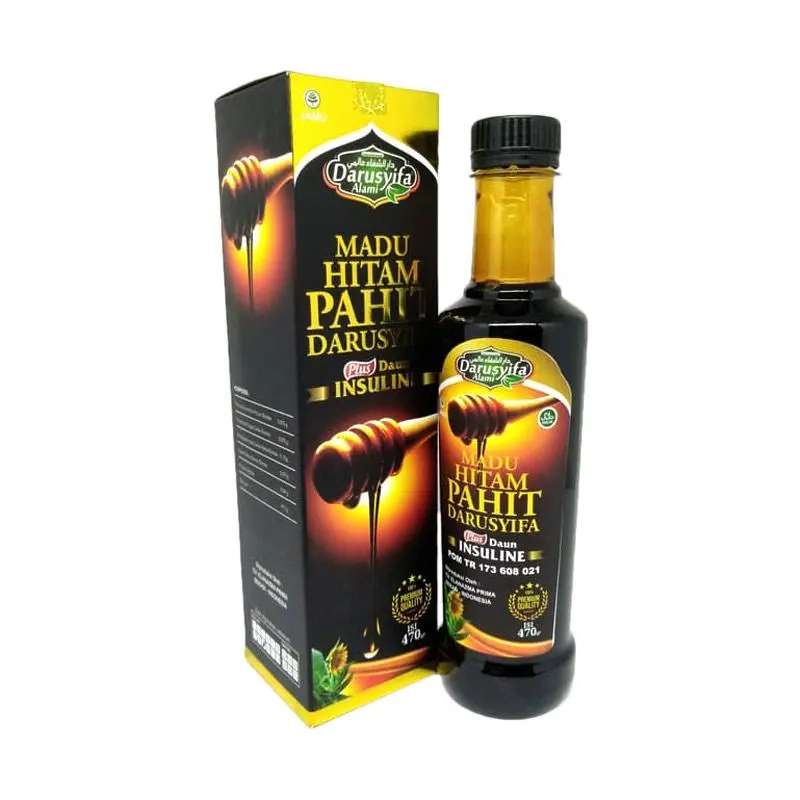 Madu Hitam Pahit plus Daun Insulin Darussyifa 470 gram - Honey, Syrup Pahit
