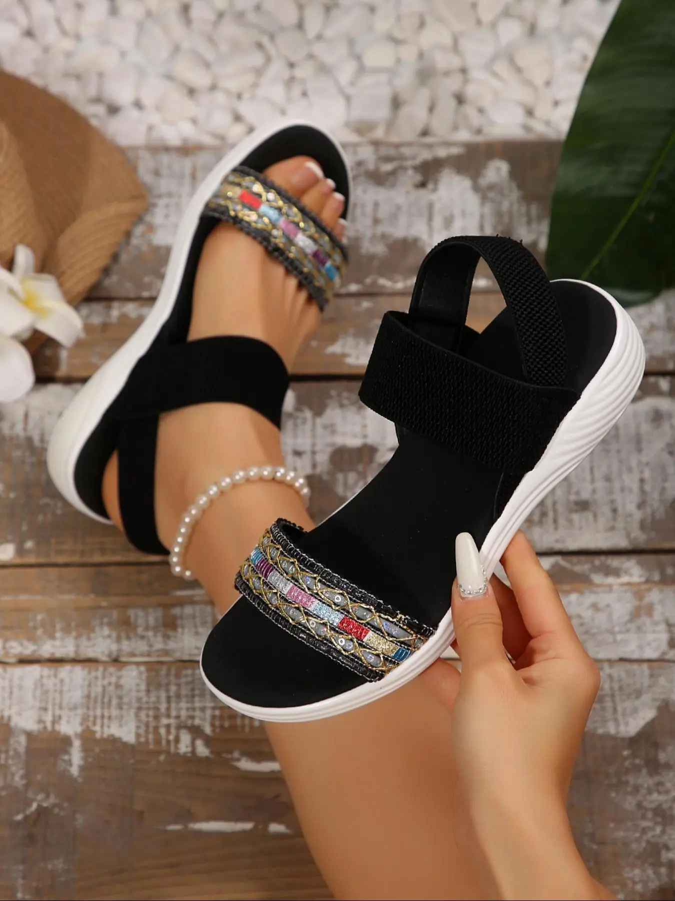 Women's Fashionable Sandals, Casual Comfortable Sandals for Summer, Lightweight Breathable Shoes for Daily Wear, Girl