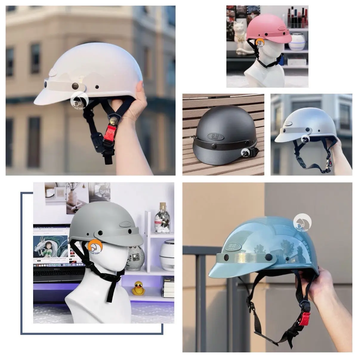 Nón bảo hiểm nửa đầu trơn MM KM1 logo in nổi (Có size) - Tuân thủ kiểm định an toàn chất lượng - Chính hãng cty Kim Minh Helmet - Phụ Kiện Đội Đầu