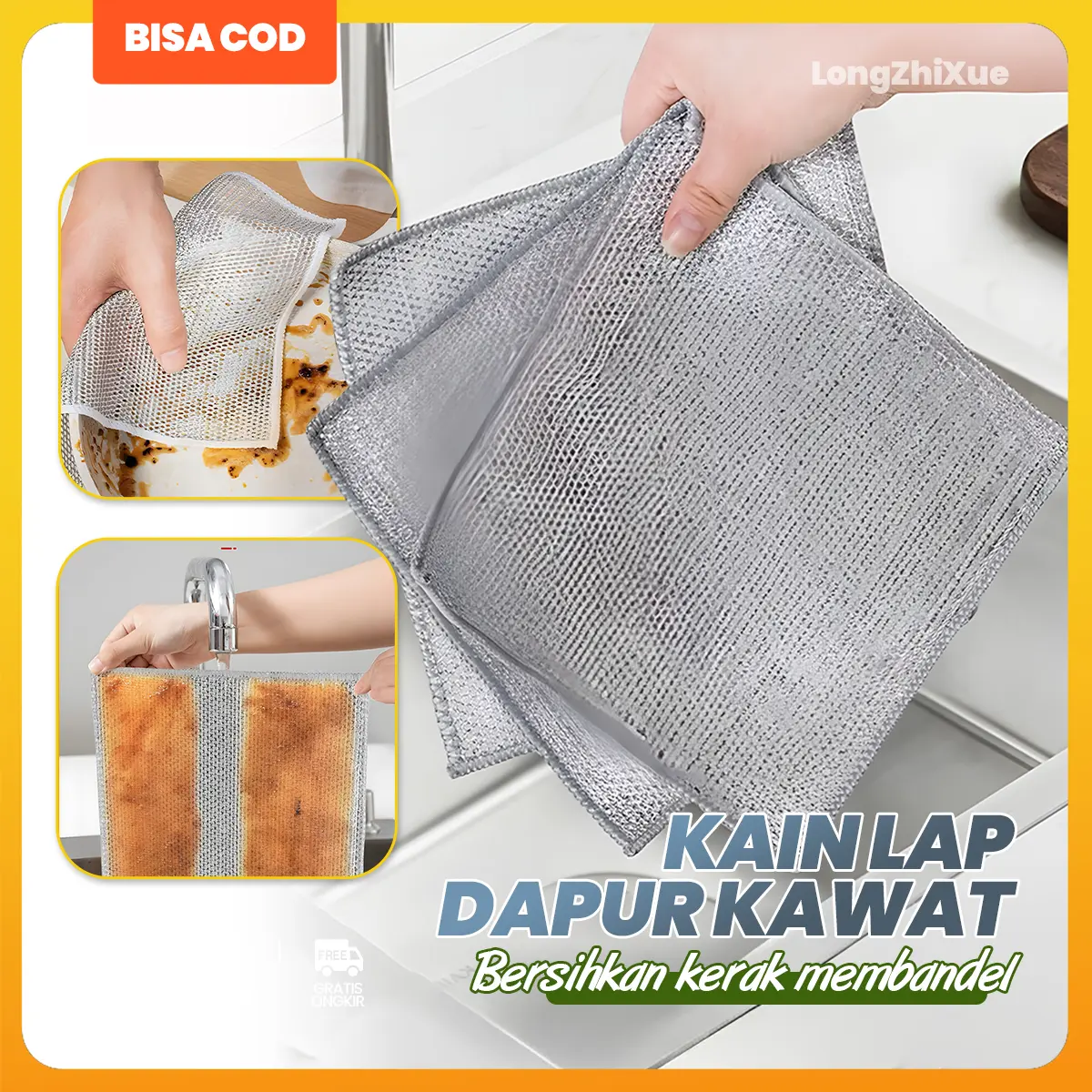 Kain pencuci piring dekontaminasi dapur minyak anti lengket kawat baja imitasi kain perak kompor kain pembersih panci pencuci piring