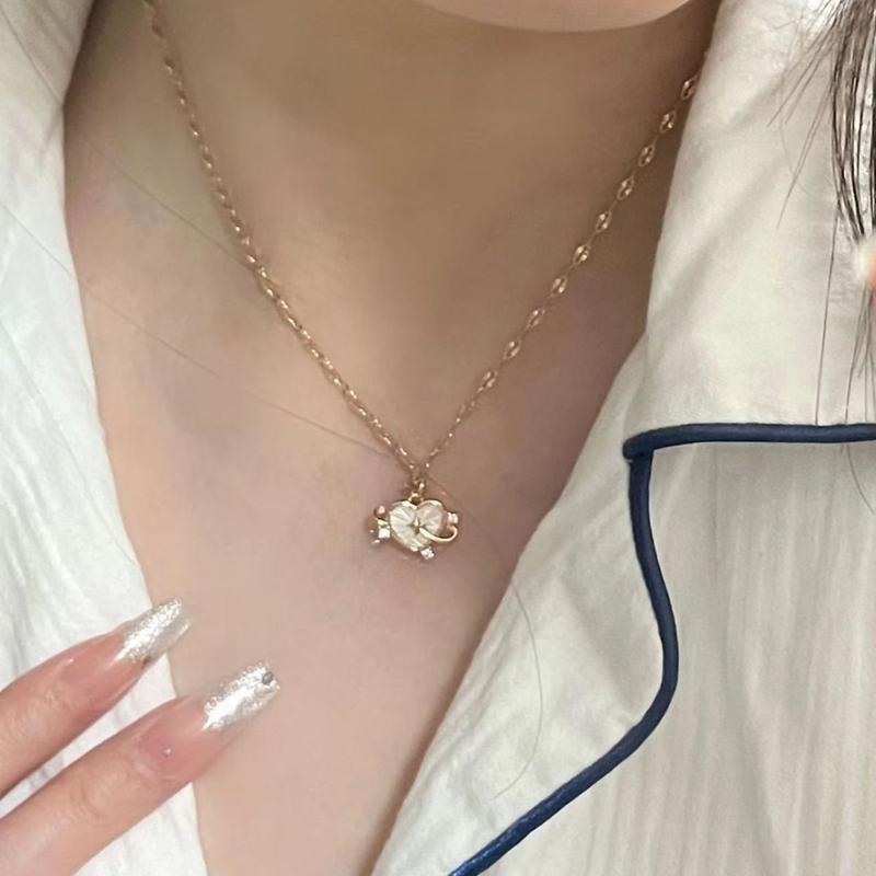 S925 Sterling Silver Senz Track Light Luxury Minority High Sense Sweet Loving Heart Bracelet and Necklace Set Girlfriends for Girlfriend 5