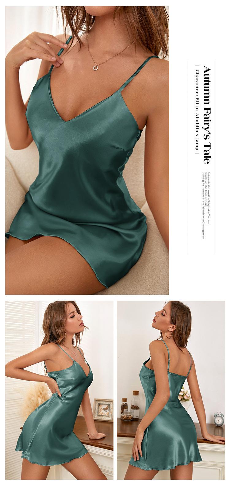 Product Introduction of Women's Home Wear Satin Summer Sexy Ice Silk Pajamas 6