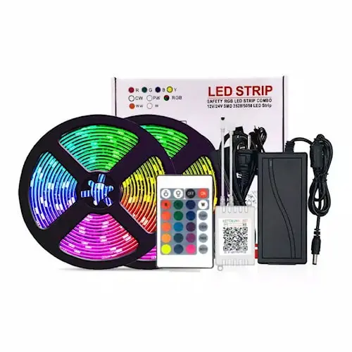 Lampu Tidur Aesthetic LED Strip Lamp Dinding Rumah Minimalis Lighting RGB 5 MTR IP44 3528 SMD 5050 Adaptor Hias Hiasan kamar 0