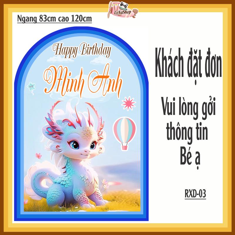HCM - Background trang trí thôi nôi cho bé tuổi RỒNG - nhắn thông tin bé Shop in gởi trong ngày 8