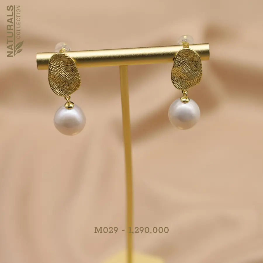 M029-Bông tai ngọc trai  thiên nhiên hạt 10mm Naturals Collection thiết kế đơn giản, tinh tế - Handmade Chuẩn xuất khẩu