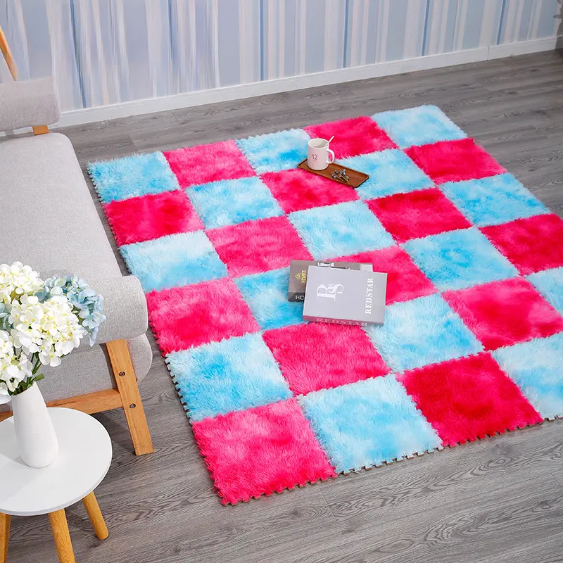 Thảm Tập Bò Cho Em Bé Trẻ Em Thảm trải sàn ghép nối bề mặt sang trọng đầy màu sắc Tie-Dyed cho phòng khách phòng ngủ Thảm nối tiếp Thảm treo tường 2