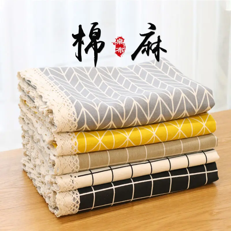 Khăn trải bàn, Phong cách INS, Chất liệu bông và vải lanh, Thiết kế kẻ sọc tươi mới, Phổ biến trên Internet, Thích hợp cho bàn ký túc xá và bàn cà phê hình chữ nhật, Vải bọc