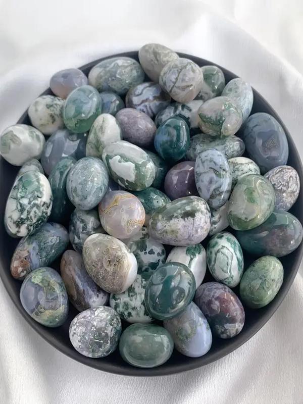 Natural Polished Moss Agate Tumbled Rocks, Unique Patterned Decorative Rocks for Aquarium and Home Decor, Jewelry Making DIY 2