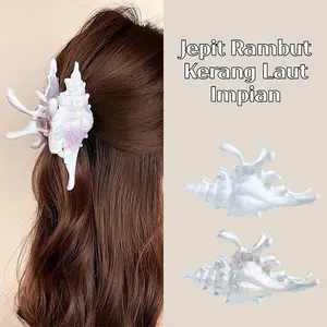Jepit Rambut Kerang Laut Desain Kreatif Gaya Pantai Musim Panas Aksesori Travel