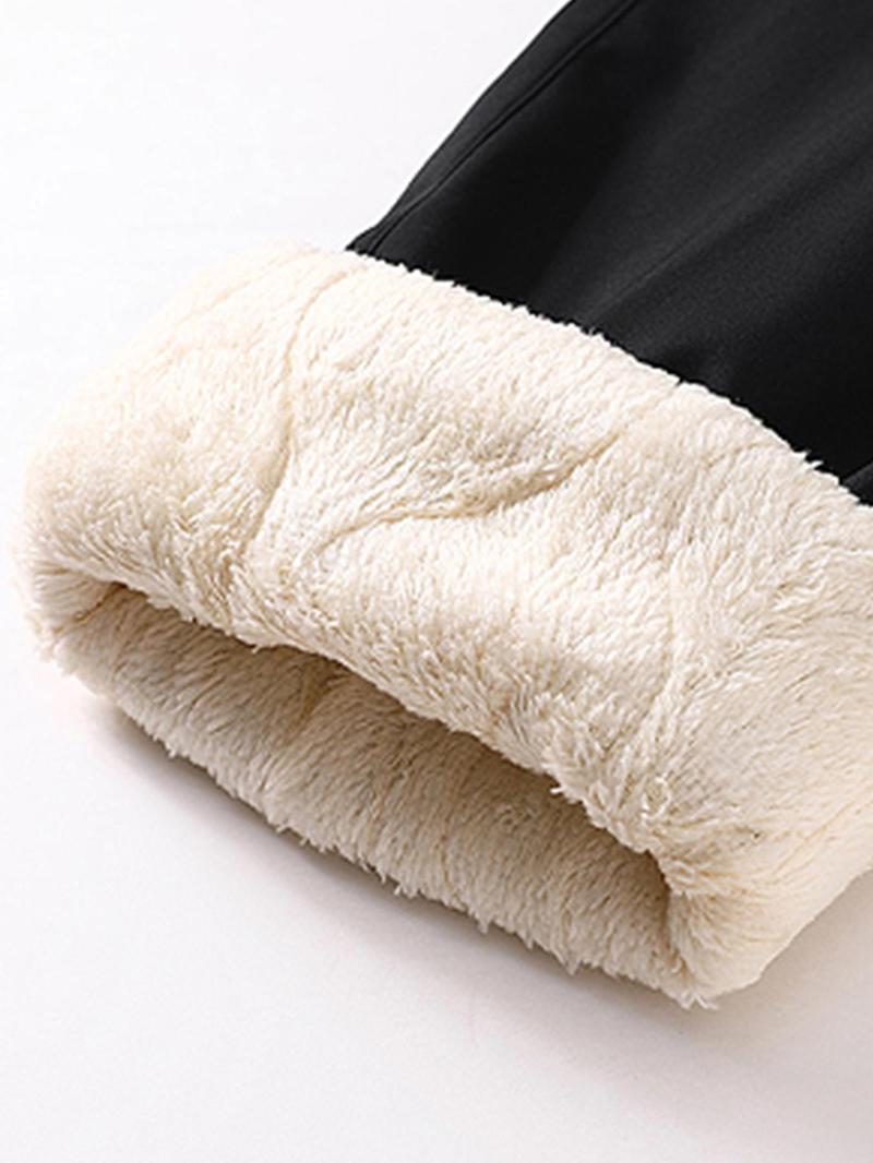 Product Introduction of Men's Solid Zipper Pocket Thermal Lined Pants, Regular Fit Casual Comfy Warm Trousers for Fall & Winter, Men's Bottoms for Daily Wear 3