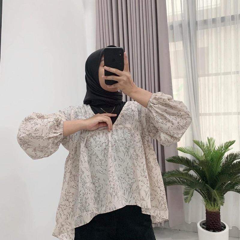 V BLOUSE SESA FLOWER KOREAN STYLE VINTAGE Wanita / SESA BLOUSE KOREAN LOOK Atasan Wanita Floral Casual Baju 6