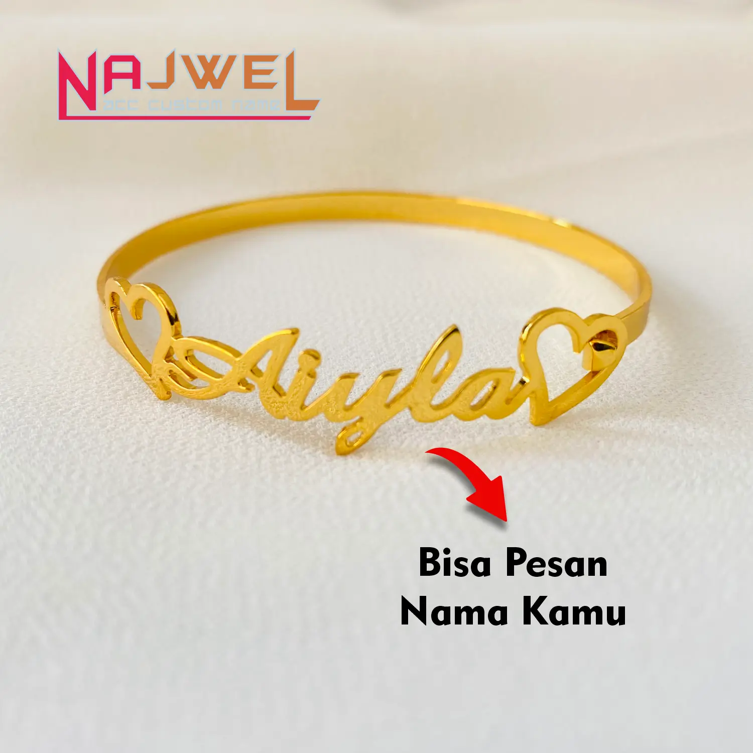 Gelang Custom Nama GT-06 bagle gold silver  bracelets  bangle