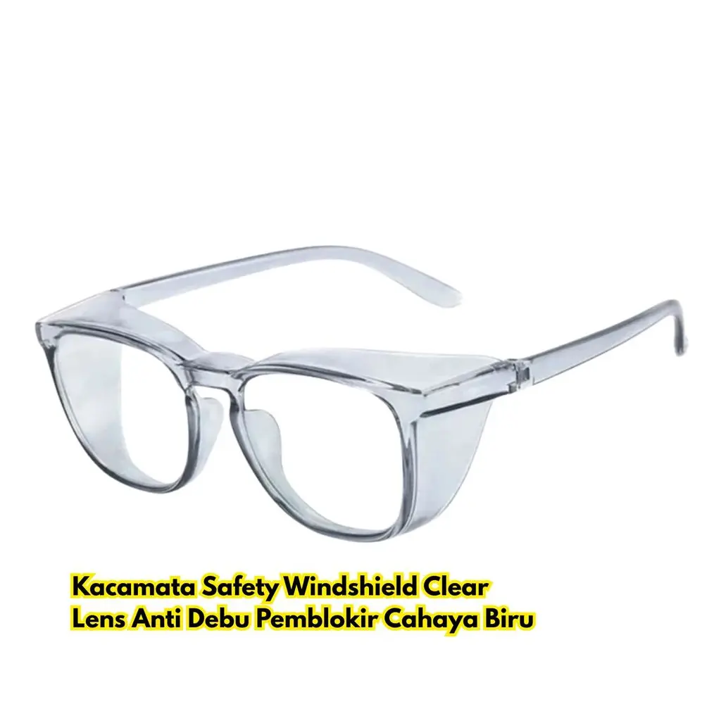 Kacamata Safety Windshield Cahaya Lens Pemblokir Clear Biru Anti BR322 Debu