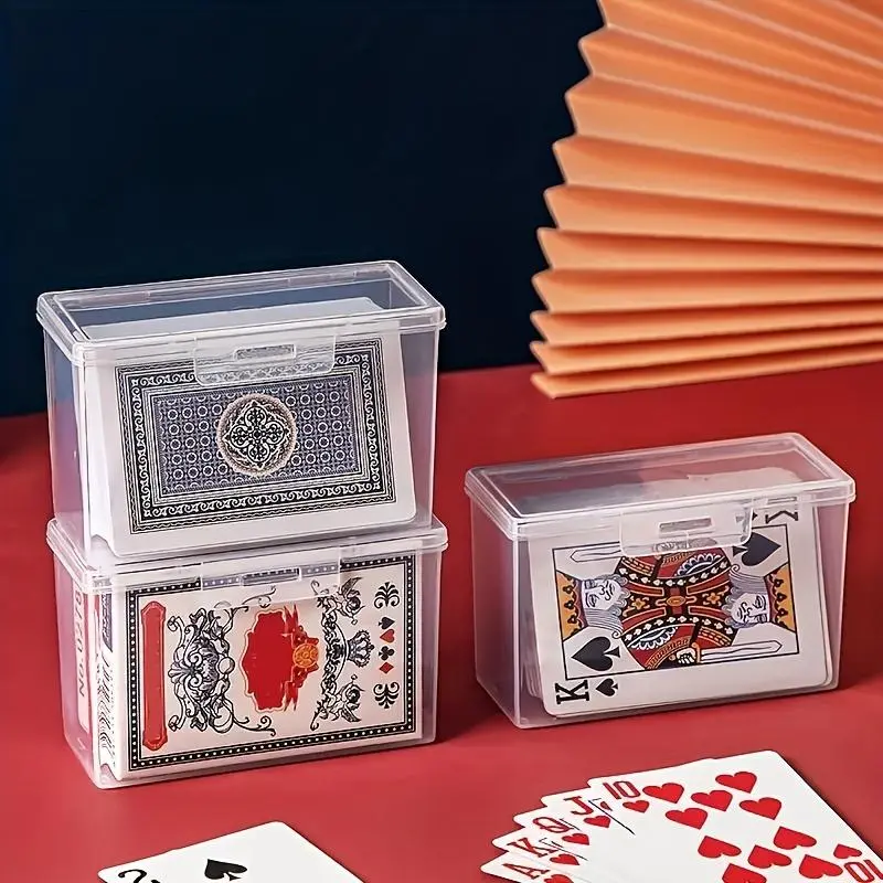 Clear Poker Storage Box, Portable Card Storage Box with Lid, Multifunctional Storage Box for Home Office 3