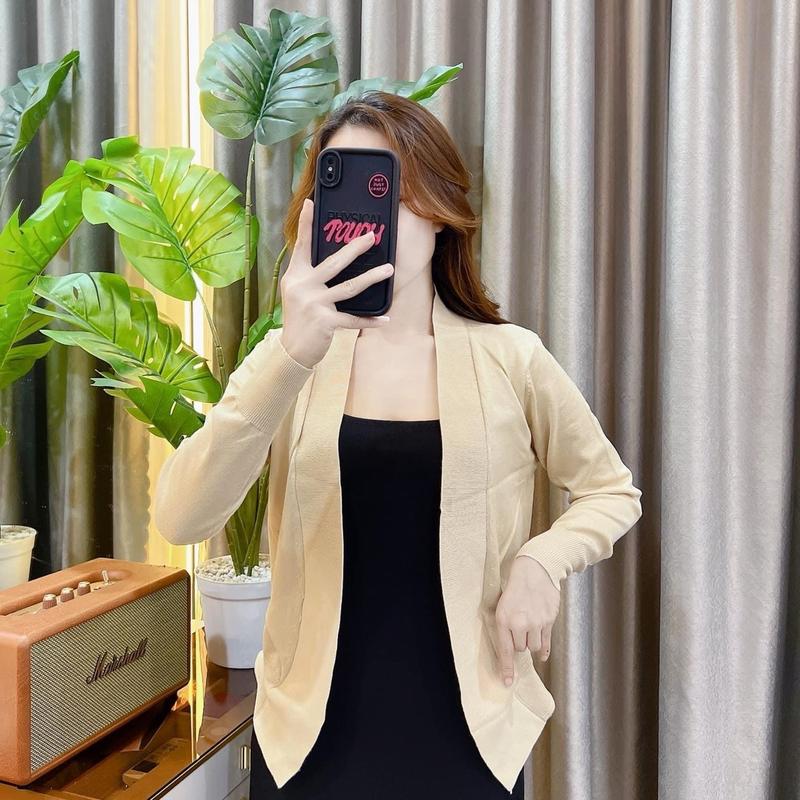 Áo khoác len kiểu dáng đuôi tôm, áo khoác nữ tay dài chất len mỏng phong cách hàn quốc dễ phối đồ 0