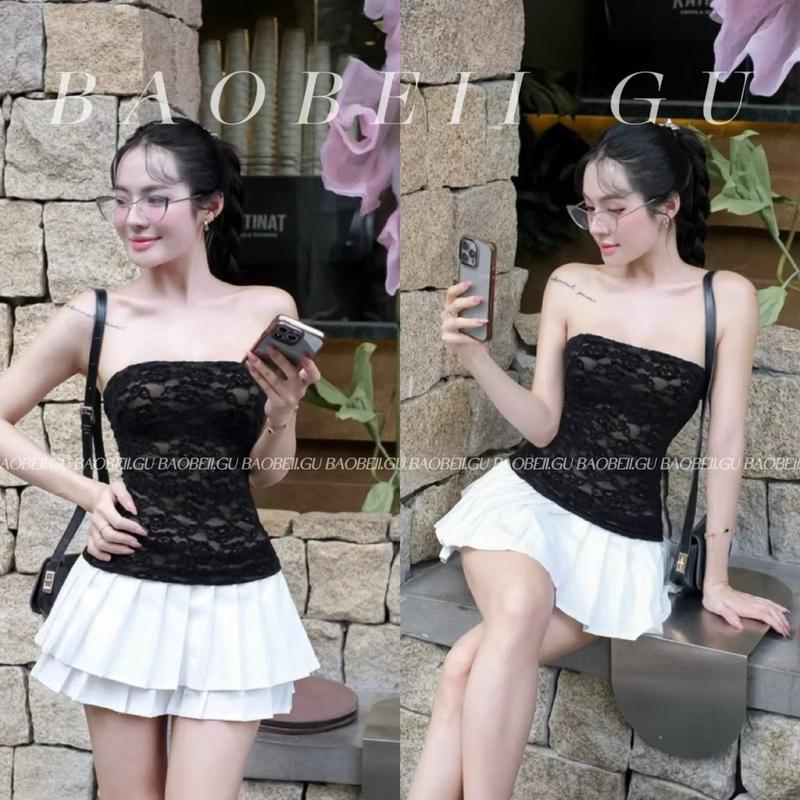 |BAOBEII.GU| Bộ Alivia áo quây ren nhung kèm chân váy tầng tôn dáng- có bigsize