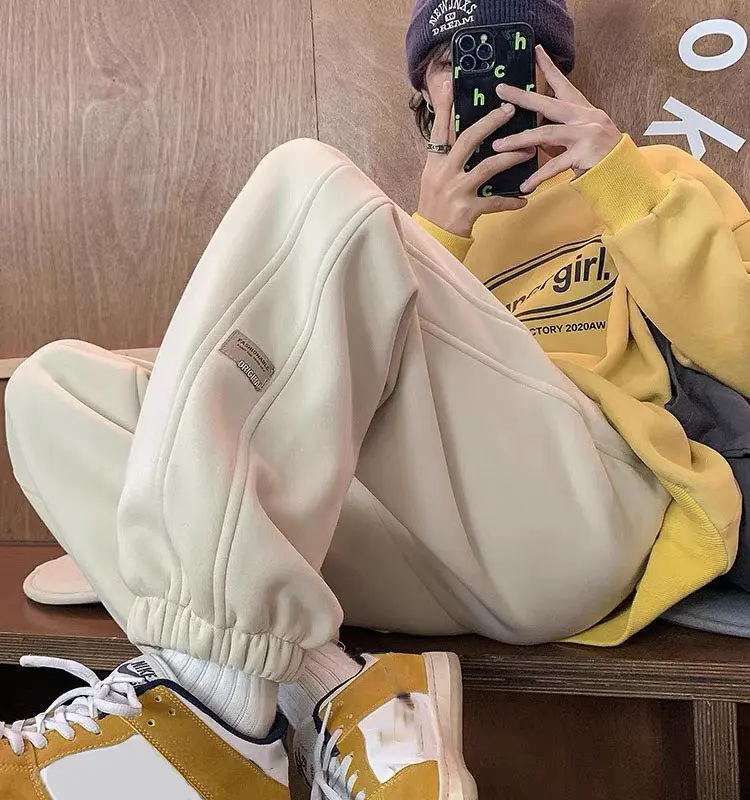 Quần Jogger Nỉ Bông Thu Đông Logo ORIGINAL  Unisex - Quần ống rộng dáng suông Bo Gấu Dày Dặn Ấm Áp 3