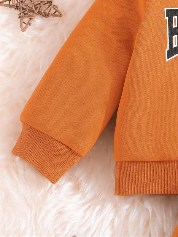 Baby's 2pcs Letter Print Hoodie & Jogger Pants Set, Long Sleeve Hooded Top & Elastic Waist Sweatpants, Casual Spring & Fall Outfits Clothes For Infant Toddler Kids 4