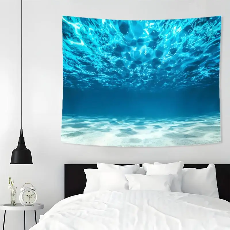 Blue Bottom Pattern Tapestry, 1 Count Aesthetic Wall Hanging Decor, Polyester Tapestry for Bedroom Home Office Decor, Home Accessories with Free Installation Package