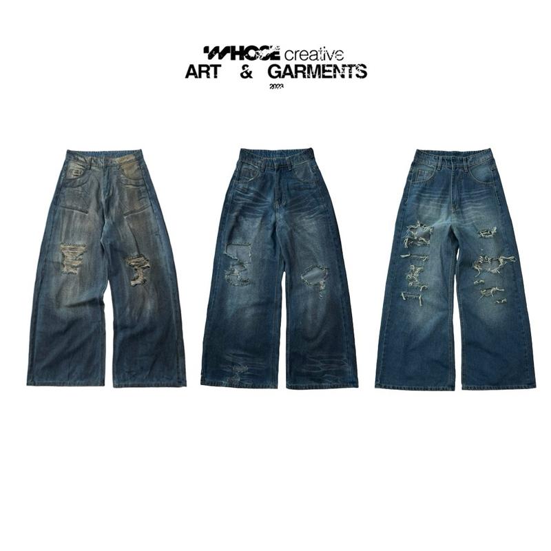 RIPPED WIDE LEG JEANS - Quần jeans rách ống rộng Whose Studio - Kèm dây quần
