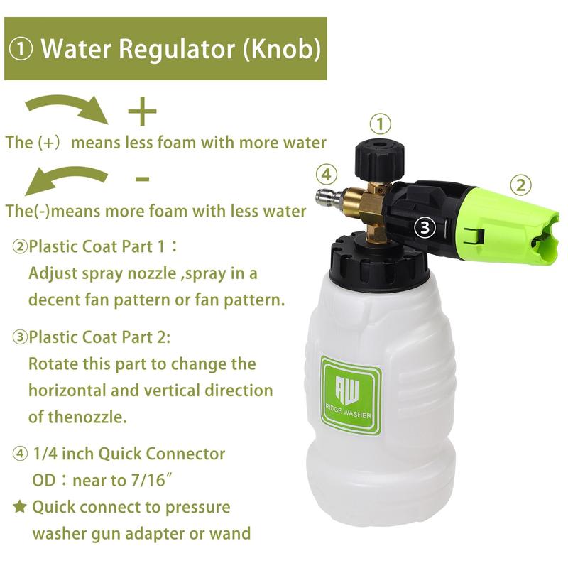 Pressure Washer with Foam Cannon, Power Washer Foam Blaster with Car Wash Mitt, Foam Lance Kit with 1/4 Inch Quick Connector, Cleaning Gadgets 7