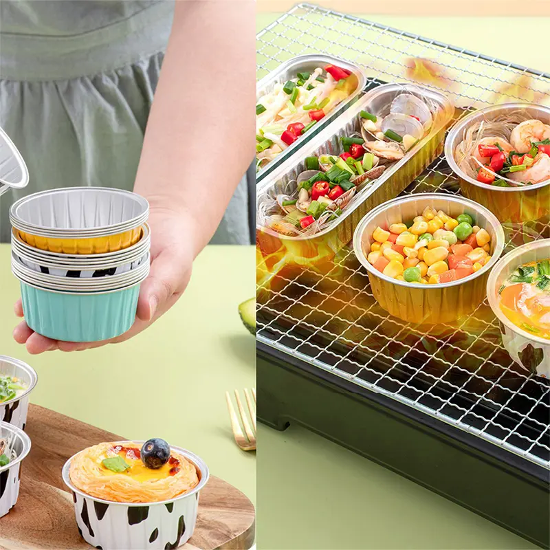 Khuôn Cốc Thiếc Lá Nhôm Tròn, Có Thể Tái Sử Dụng, 10 Cái, Thích Hợp Làm Pudding Và Bánh Ngọt, Hộp Giấy Thiếc Nồi Chiên Không Dầu, Khay Nướng Nhỏ Dụng Cụ Làm Bánh Và Làm Bánh 1