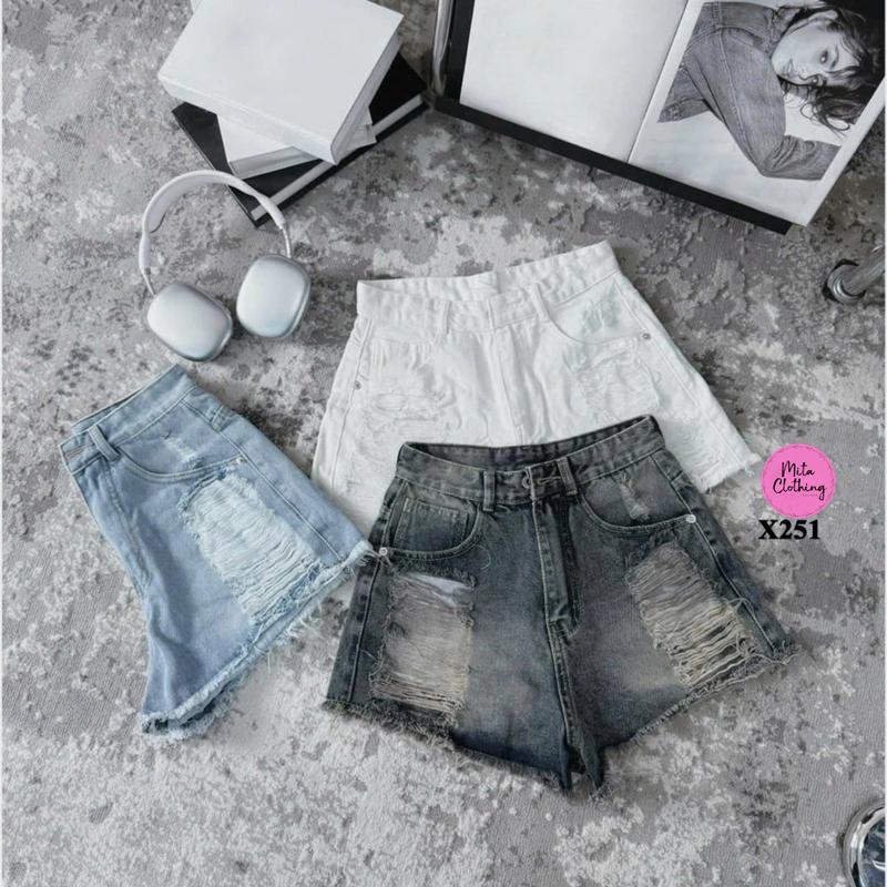 Quần shorts jean nữ nhiều màu rách tả tơi xả lai cá tính Mita Clothing X251 0