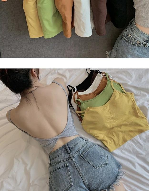Product Introduction of Twisted Beauty Back Sling Vest Women's Summer Bottoming Shirt Outer Wear Inner Wear Backless Short Top 5