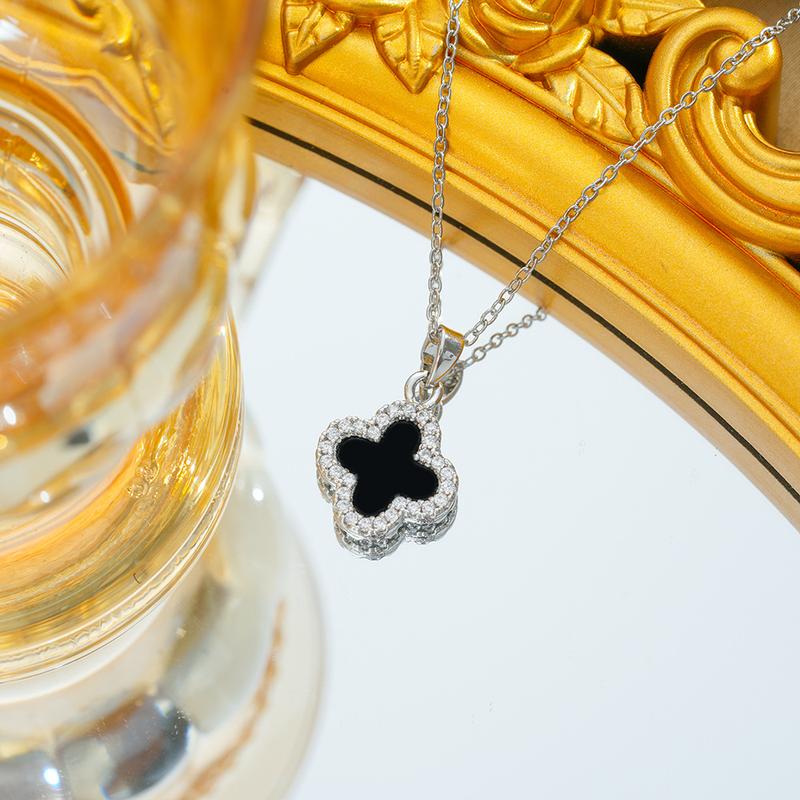 Product Introduction of Vòng Cổ Người Có Ảnh Hưởng Trực Tuyến, Thép Titan, Thiết Kế Cỏ Ba Lá Không Phai Màu, Zircon Dát Siêu Nhỏ Thời Trang Mùa Hè, Hai Mặt, Dễ Phối Đồ, Cao Cấp, Dành Cho Nữ 7