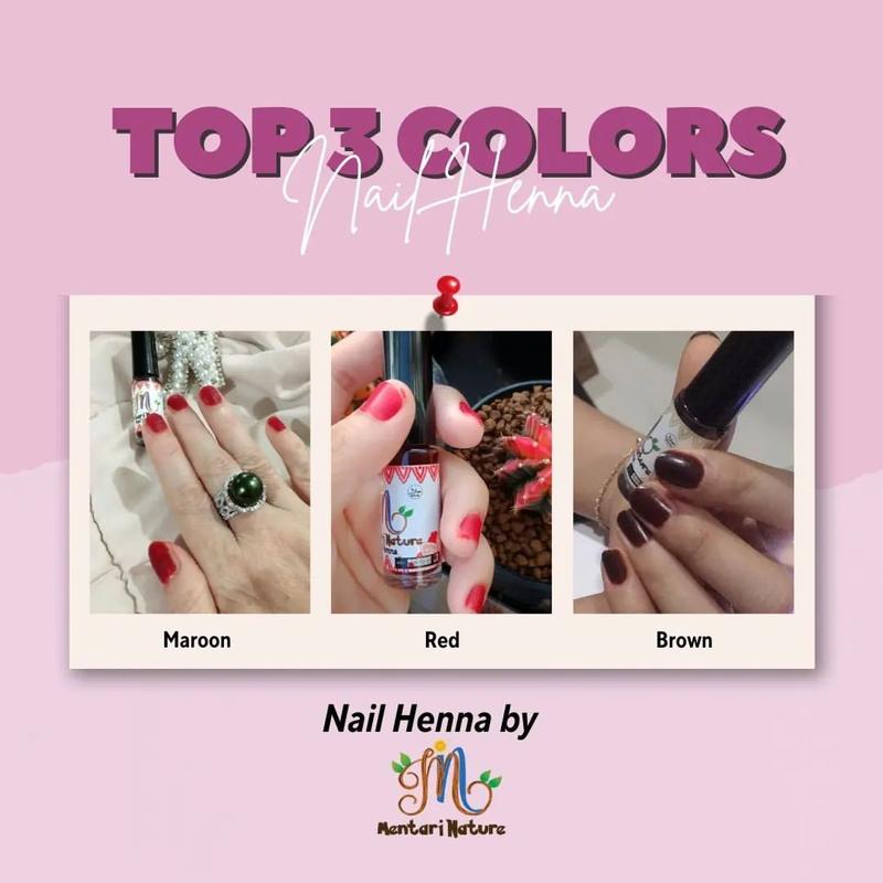 Product Introduction of 6 pcs kutek Henna MENTARI NATURE Bebas Alkohol Tahan air Tanpa Pengharum Nail Art Kuku 6