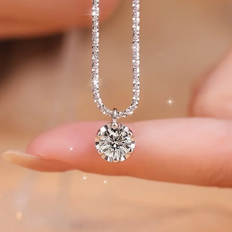 Kalung Berlian Moissanite Tiruan, Set Loket, Rantai Klavikel Fesyen, Mewah Mampu Milik, Eksklusif, Mewah, Lembut, Serba guna, Sesuai untuk Dipakai Harian, Hadiah Sempurna, 1pc