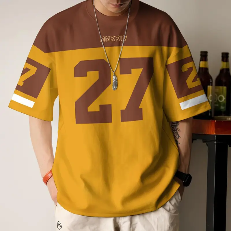 2025 men's street plus size T-shirt, casual digital 3D printed jersey T-shirt, large size short sleeved, medium width, street trend, lightweight and breathable men's sportswear can be worn up to 110KG. Áo Menswear Cổ Tròn 5