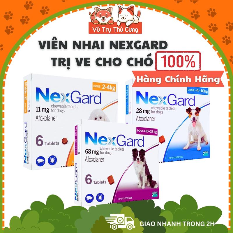 (Hàng chính hãng) 1 Viên Nhai NexGard trị ve rận cho Chó, hiệu quả nhanh chóng, an toàn