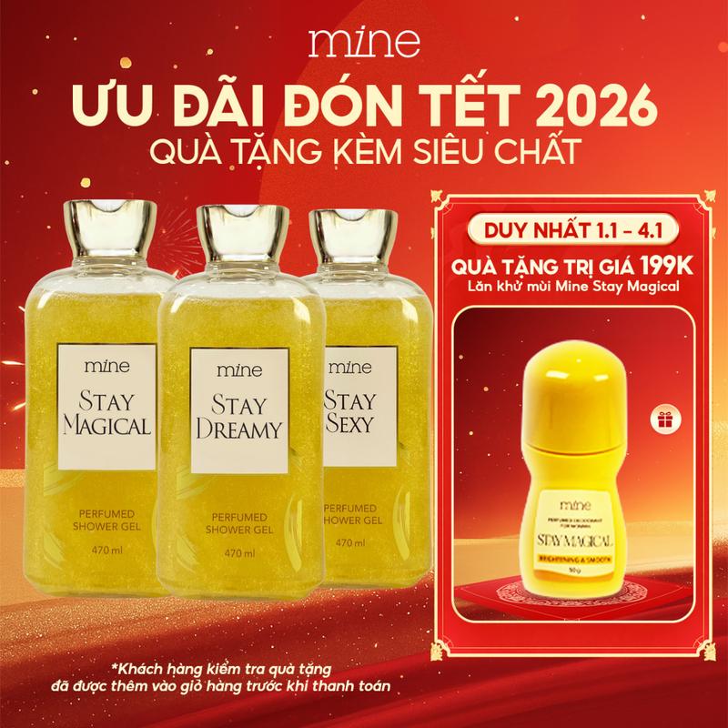 Gel Tắm Nhũ Vàng Mine Stay Magical Sạch Sâu Mịn Da Hương Nước Hoa Sang Trọng 470ml