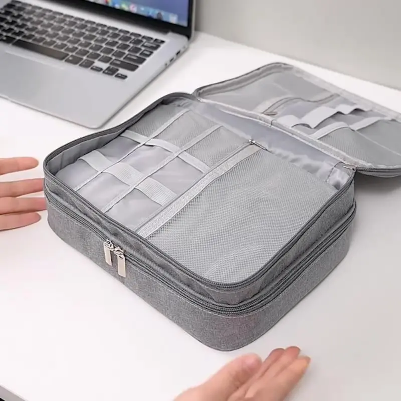 Travel Pouch Organizer Digital Tas Penyimpanan Gadget Kabel Charger USB Serbaguna/Travel Bag Digital Organizer 3 Layer Resleting Water Resistant 6