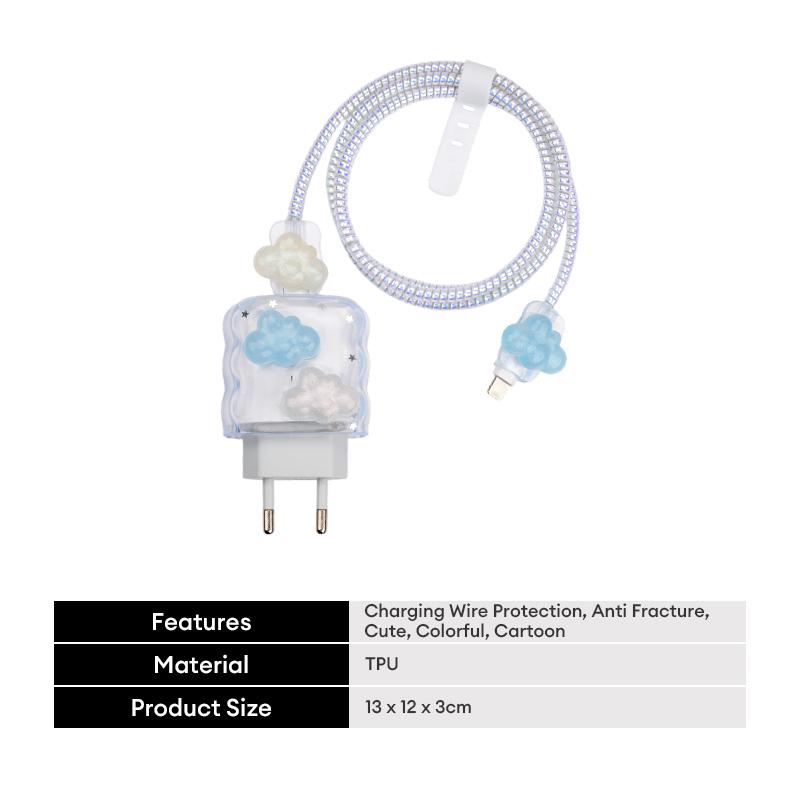 【COD】[Model Terbaru]Cute Charging Protection Set Desain Dekorasi 3D Kompatibel dengan IP 18 / 20W