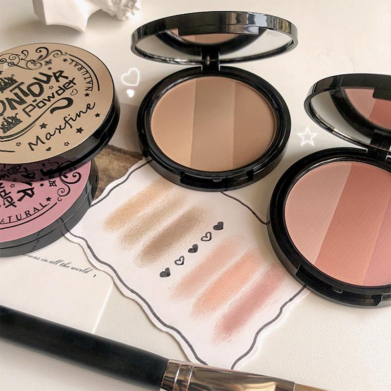 Product Introduction of 3 Colors Contouring Blush Powder Palette Cosmetic Long Lasting Natural Stereoscopic Face Shading Powder Contour Powder Palette 30