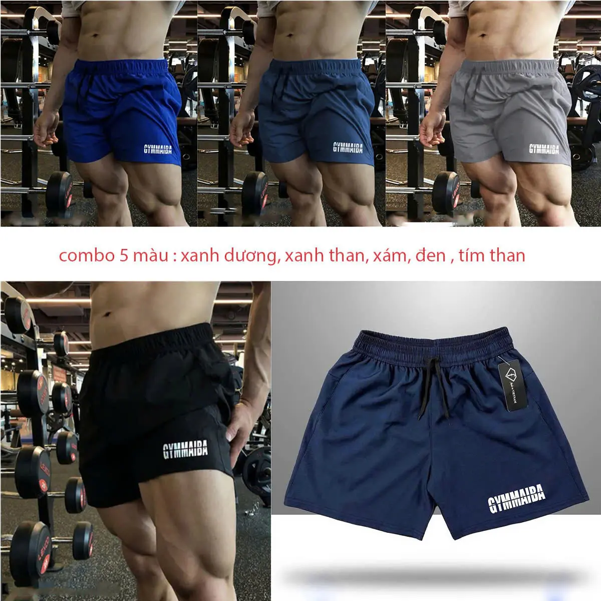 COMBO 4-5 QUẦN ĐÙI NGẮN THỂ THAO, MẶC Ở NHÀ. CHẤT THUN MÈ THOÁNG MÁT, CO GIÃN 4 CHIỀU . MẪU GYMMAIBA