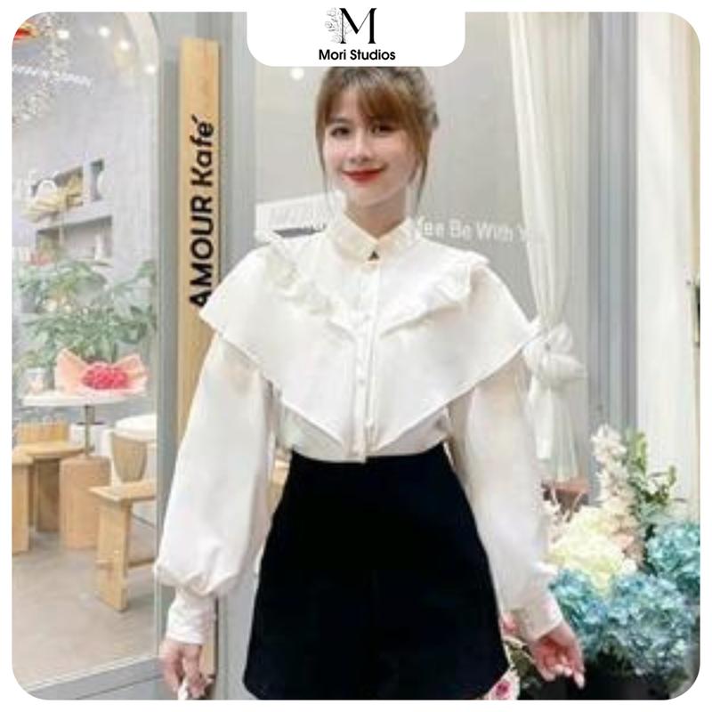 áo kiểu áo sơ mi tay bồng cổ bèo xinh yêu nhà Mori studio Top Cotton