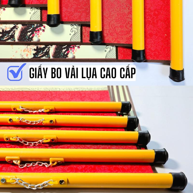 Bộ 2 tranh thư pháp viết tay Cha mẹ Bình an, Giấy bo vải lụa cao cấp, Treo tường trang trí đẹp 5