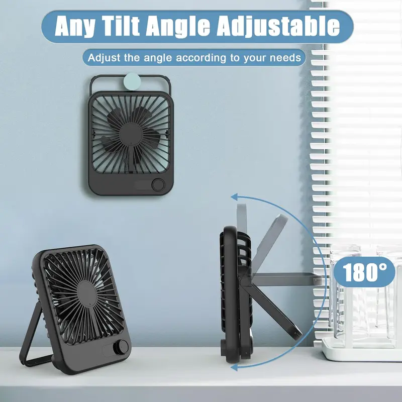 100-speed Smart Desk Fan with Digital LED Display, 180° Adjustable Tilt Fan with Rechargeable Battery & Ultra-portable Design for Office/Bedroom/Travel, Cooling Fan 5