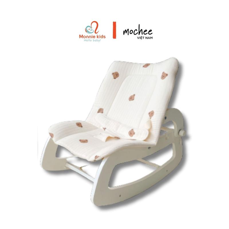 Ghế bập bênh gỗ cho bé Mochee Rocking Chair, ghế nằm trẻ em chất liệu cao cấp - Monnie Kids
