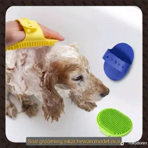 Sisir grooming sikat kucing anjing model oval