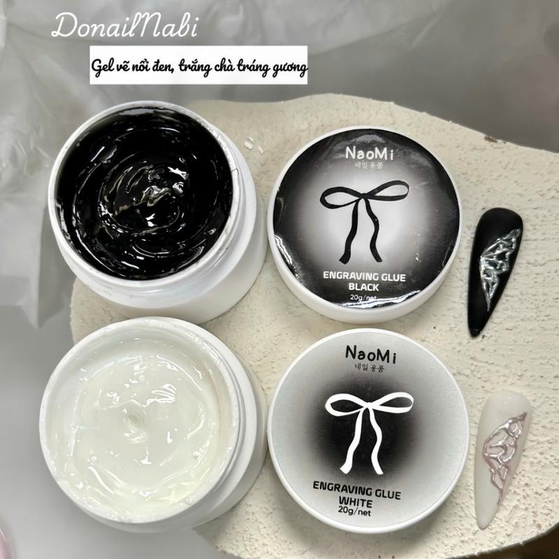 Gel vẽ nổi đen trắng chuyên dụng chà tráng gương Naomi 20g